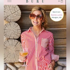 Red and White Striped Button-Up Shirt